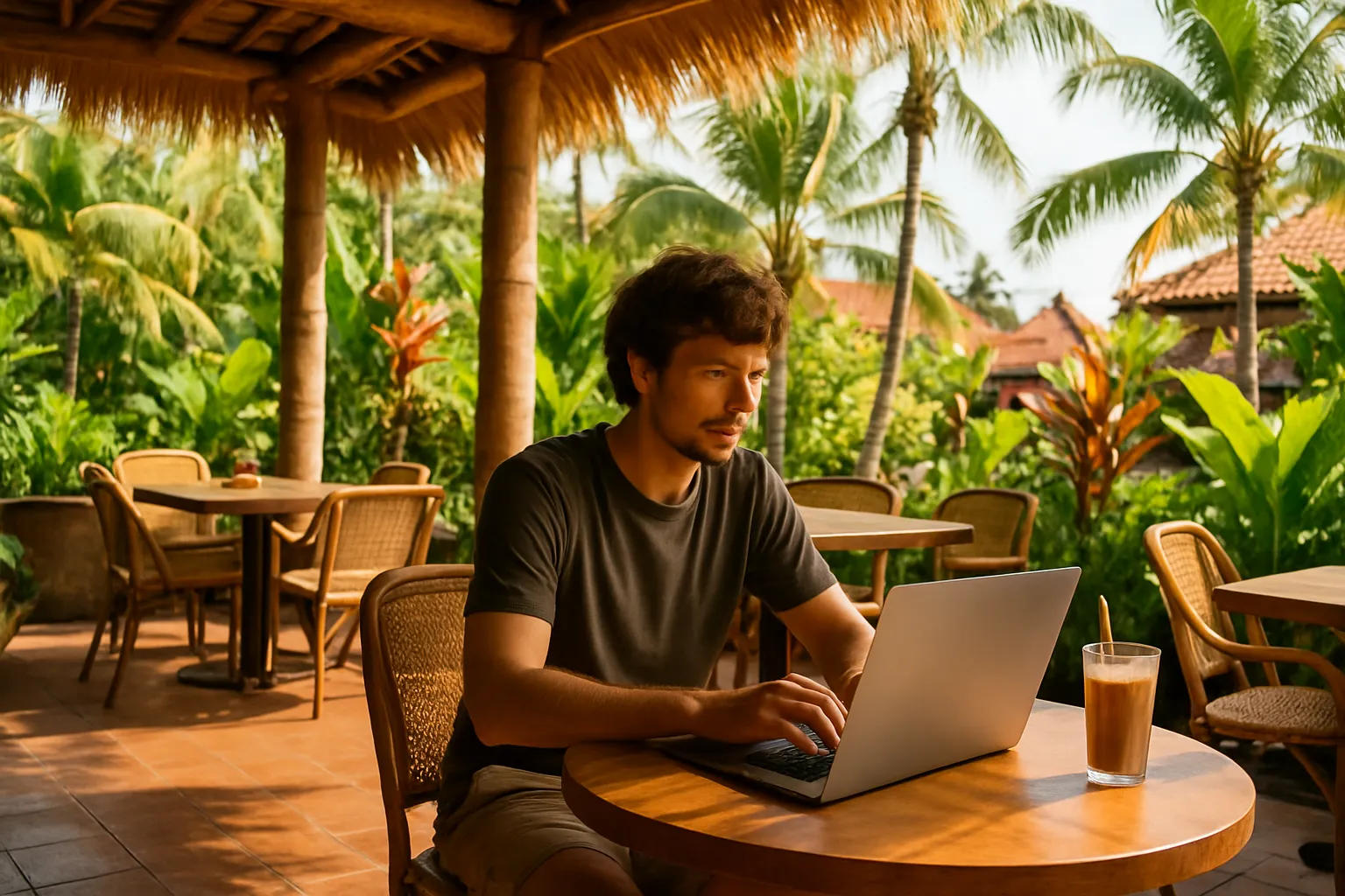 Café-working spot in Bali with fast WiFi and a tropical outdoor terrace