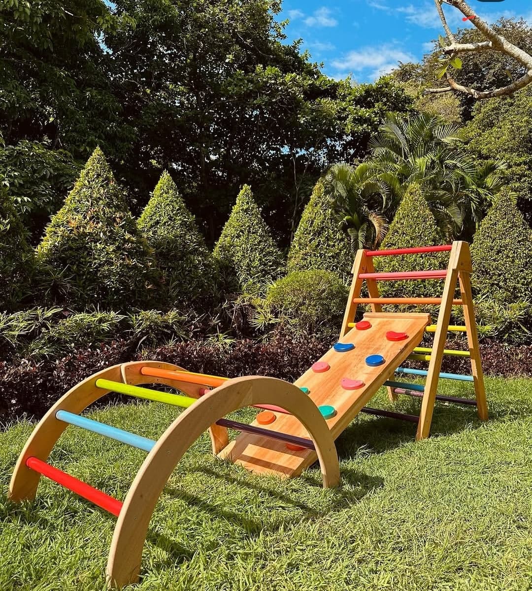 Pikler Triangle Wood Kids + Slide & Climbing Montessori (1/2)