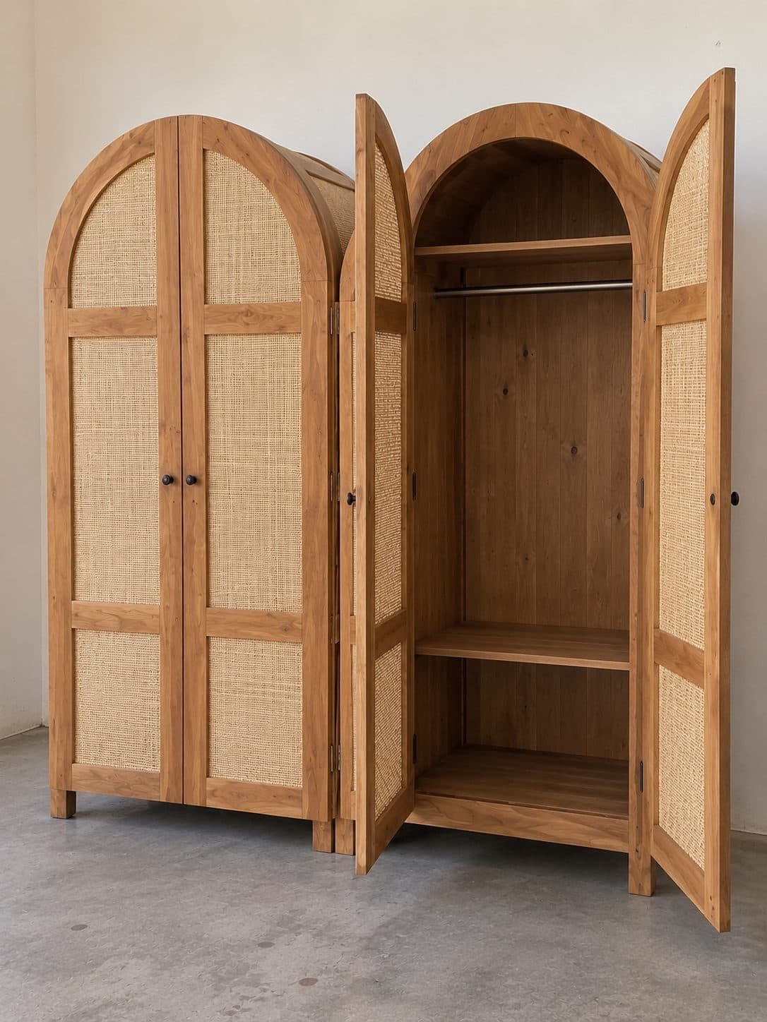 WARDROBE RATTAN TEAK WOOD – ARCH DESIGN (1/2)