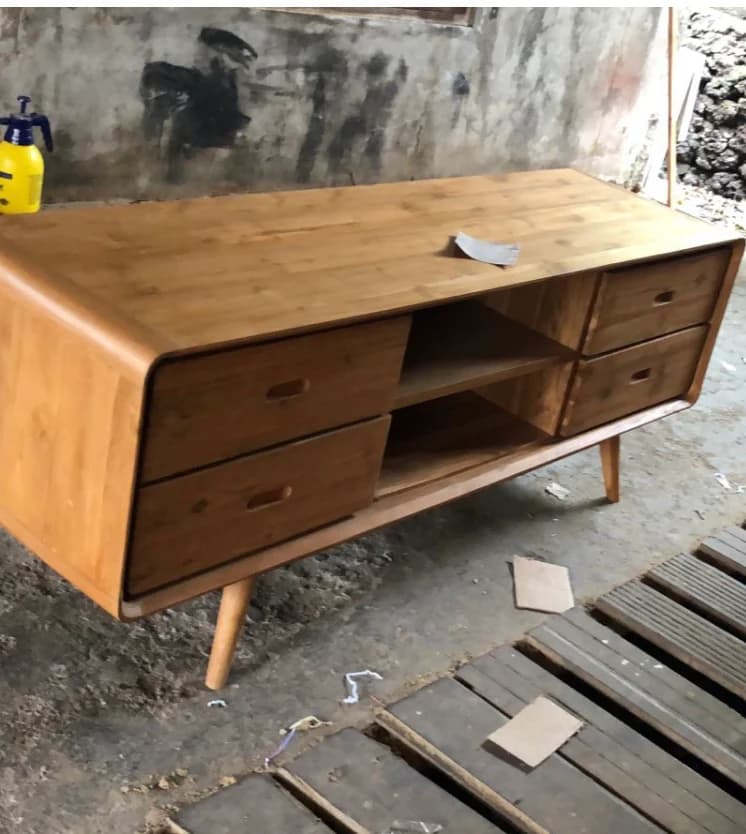 TV CABINET TEAK WOOD – MID CENTURY STYLE (1/2)