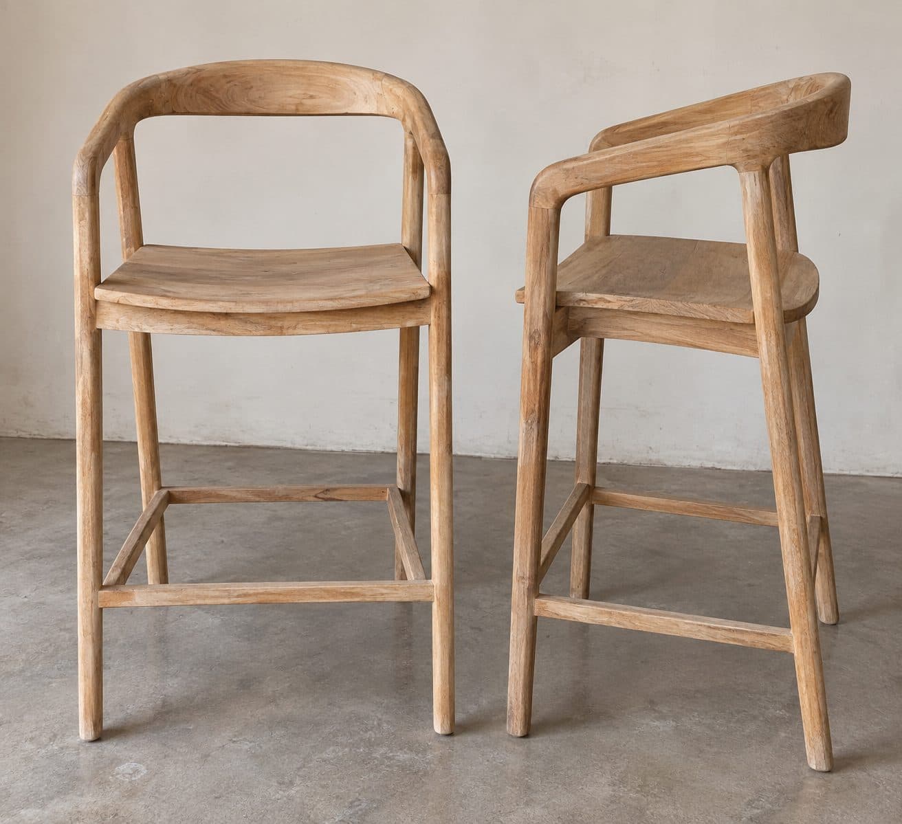 TEAK WOOD BAR STOOL - NATURAL CURVED DESIGN (1/2)