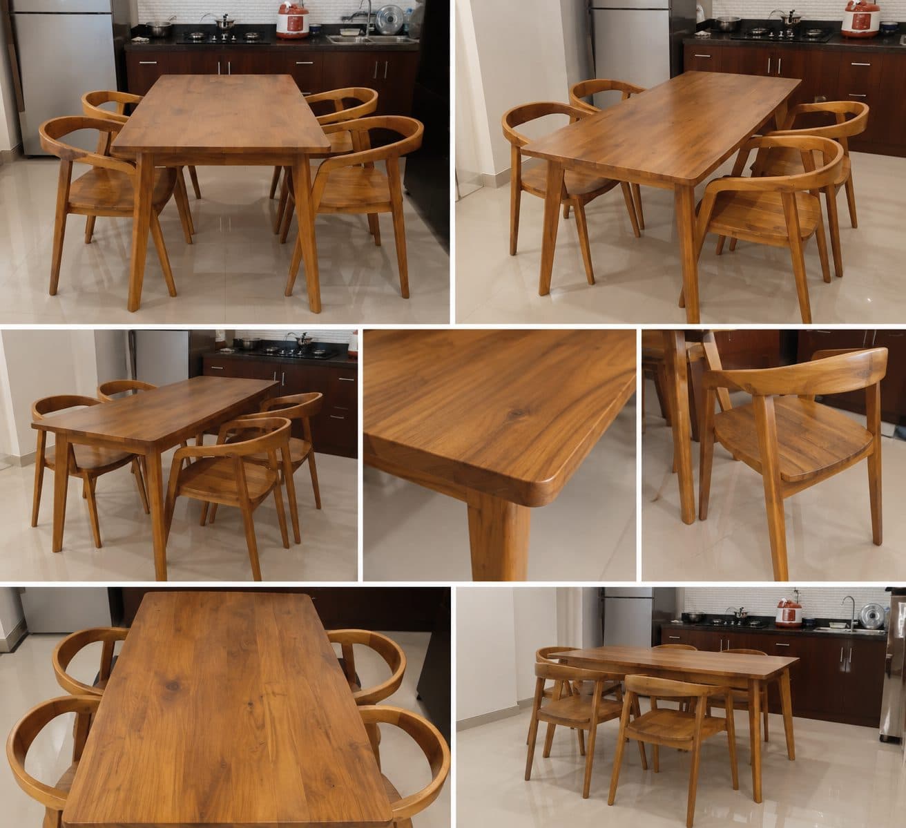 Dining Table & Lexy Chair Set Teak Wood – Minimalist Dining Table | Custom Size & Model (1/2)