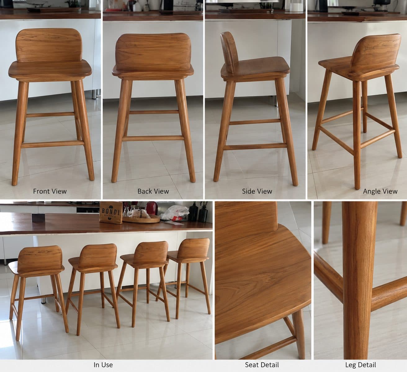 Bar Chair Teak Wood Minimalis – Kursi Bar Kayu Jati | Custom Size & Model (1/2)