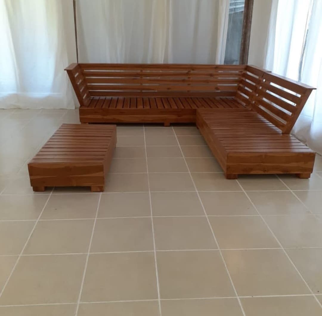 L'Sofa Teak Wood Set CUSTOM SIZE AVAILABLE (1/2)