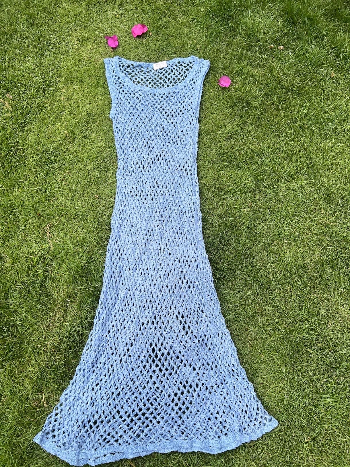 Blue Crochet Maxi Beach Dress