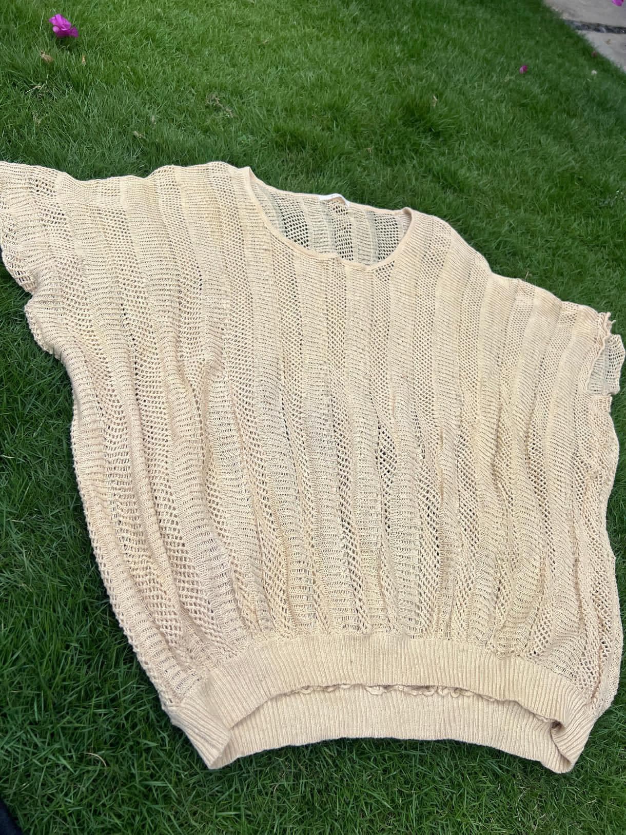 Cream Crochet Beach Cover-Up Top