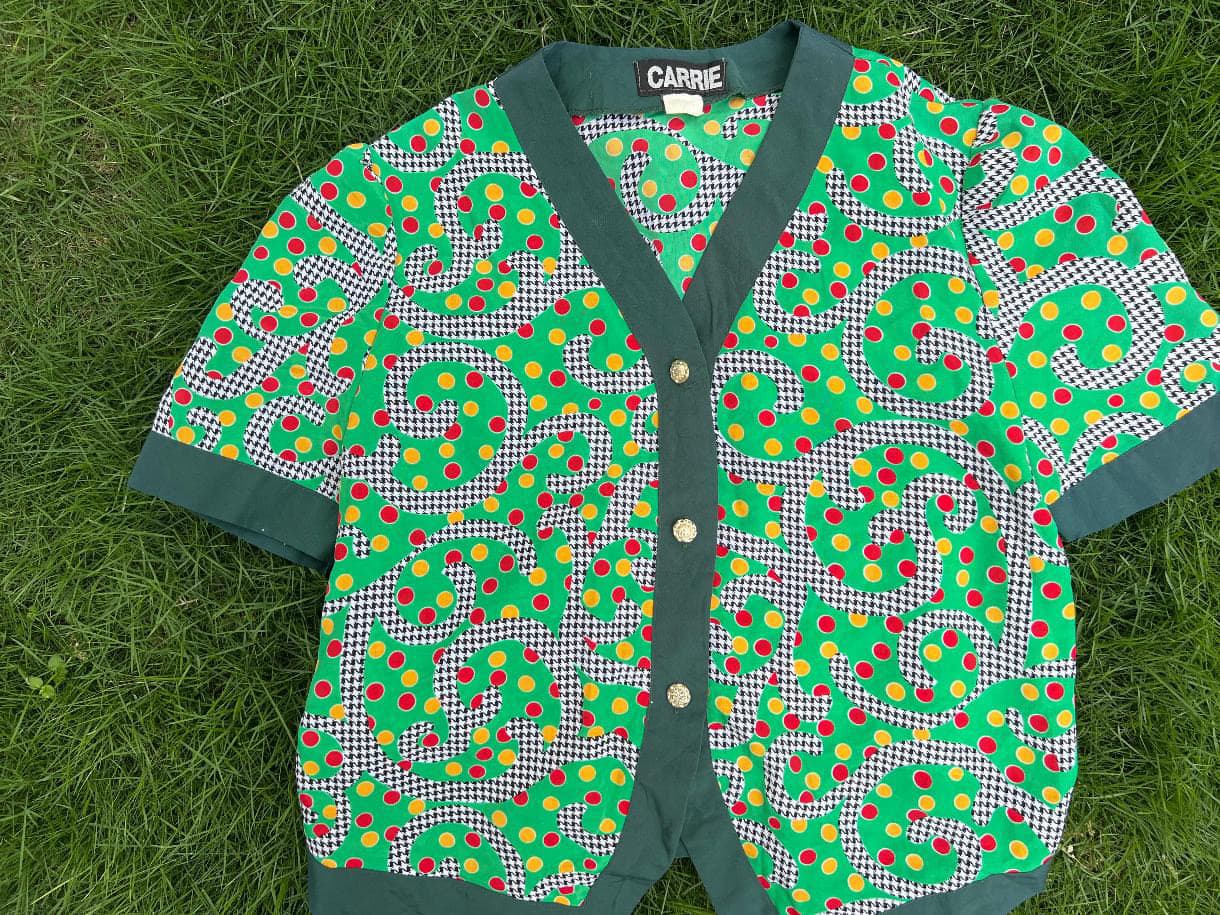 Vintage Carrie Green Printed Blouse (1/2)