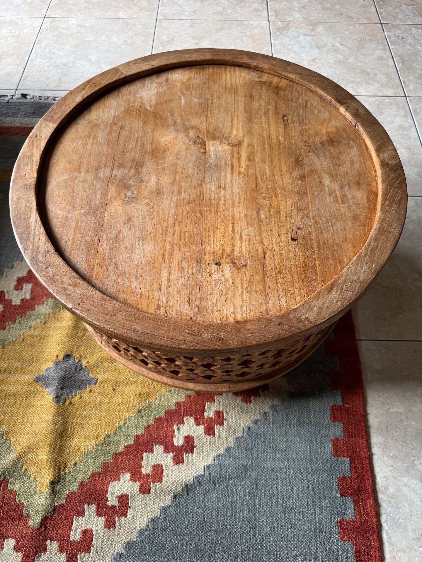 Carved wooden round table (1/2)