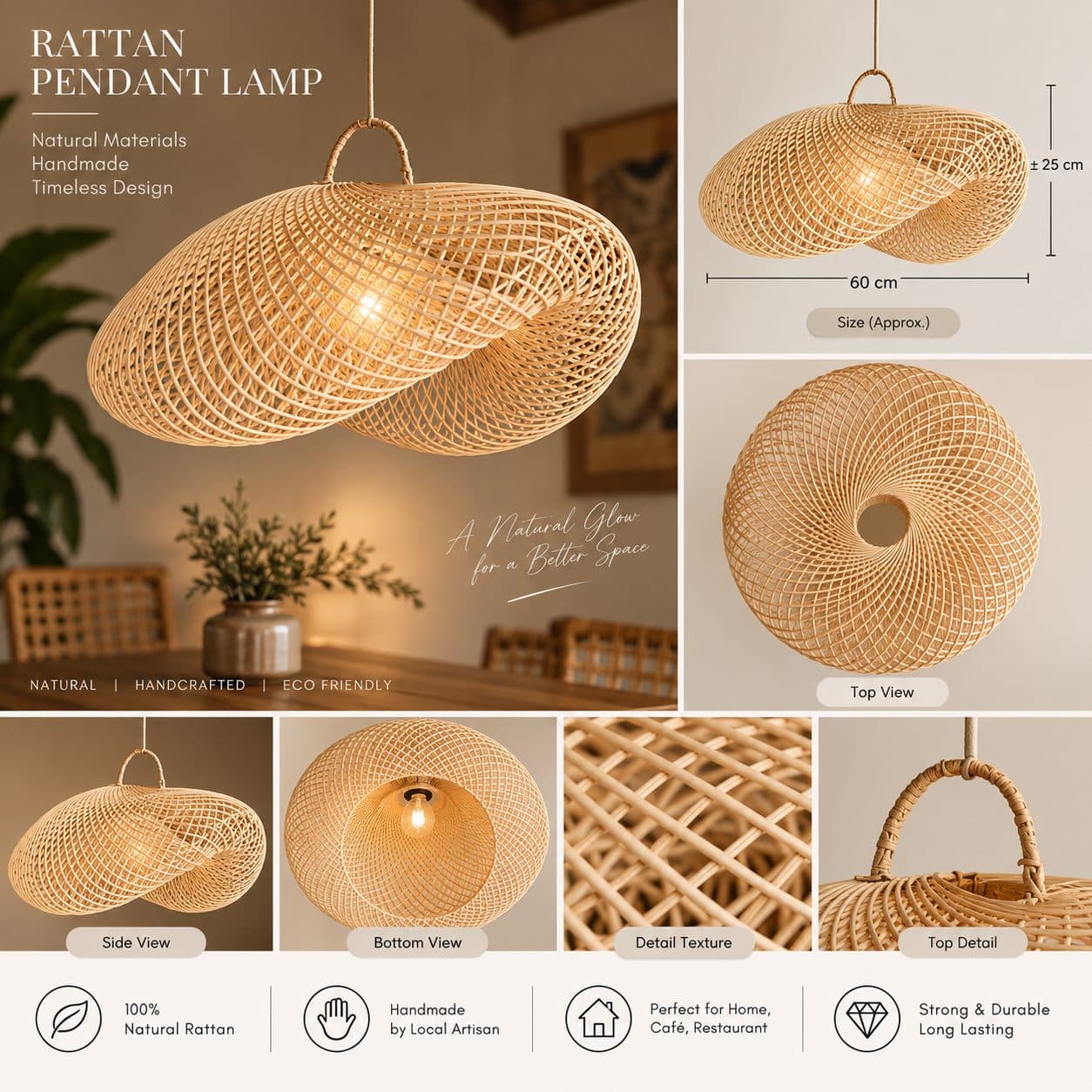 RATTAN PENDANT LAMP — photo 1