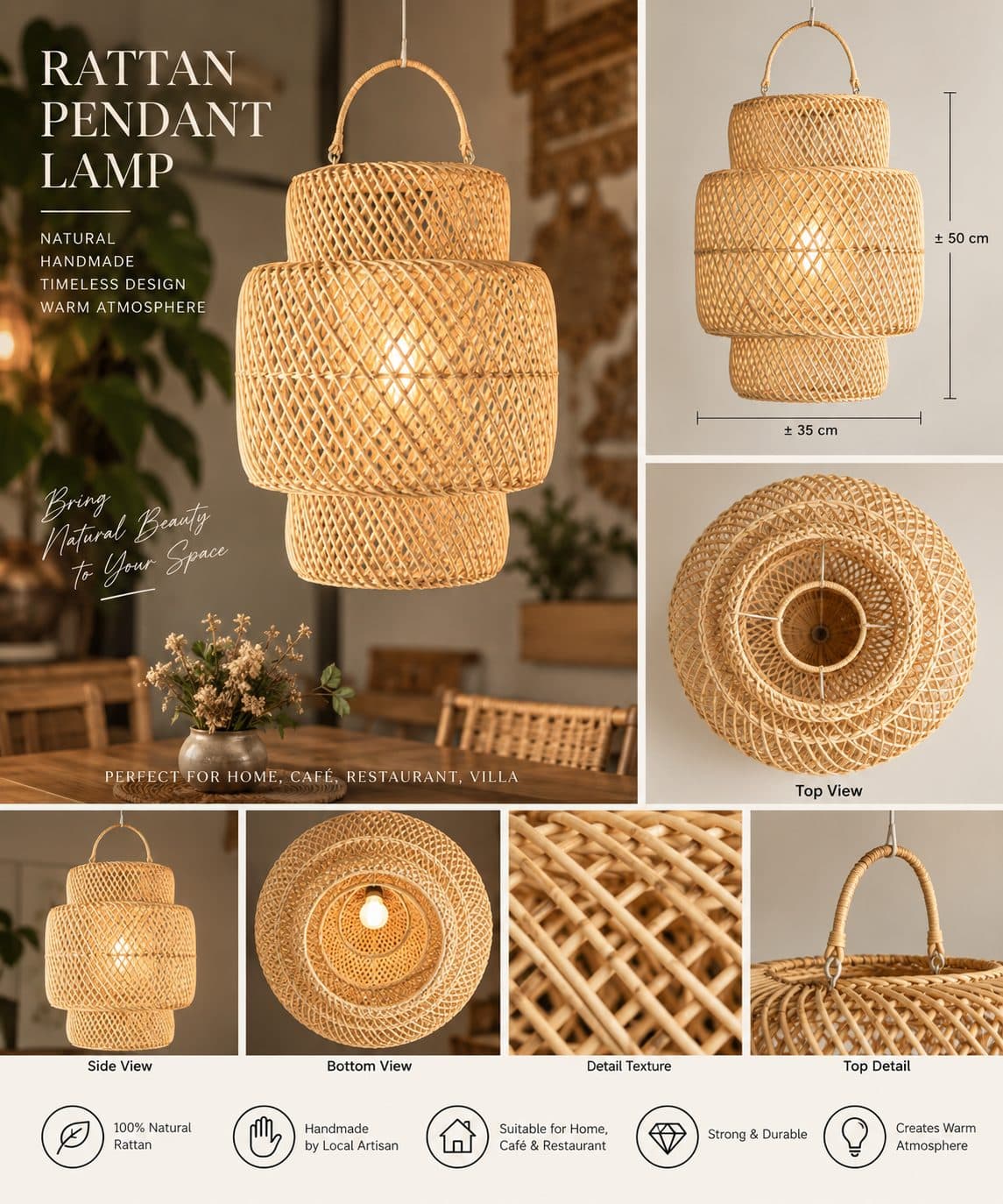 RATTAN PENDANT LAMP — photo 1
