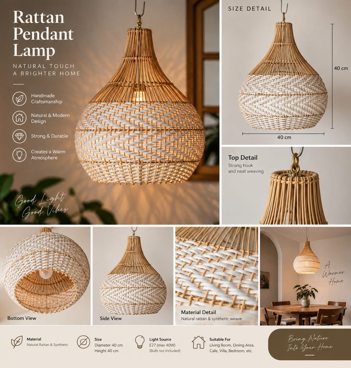 RATTAN PENDANT LAMP — photo 1
