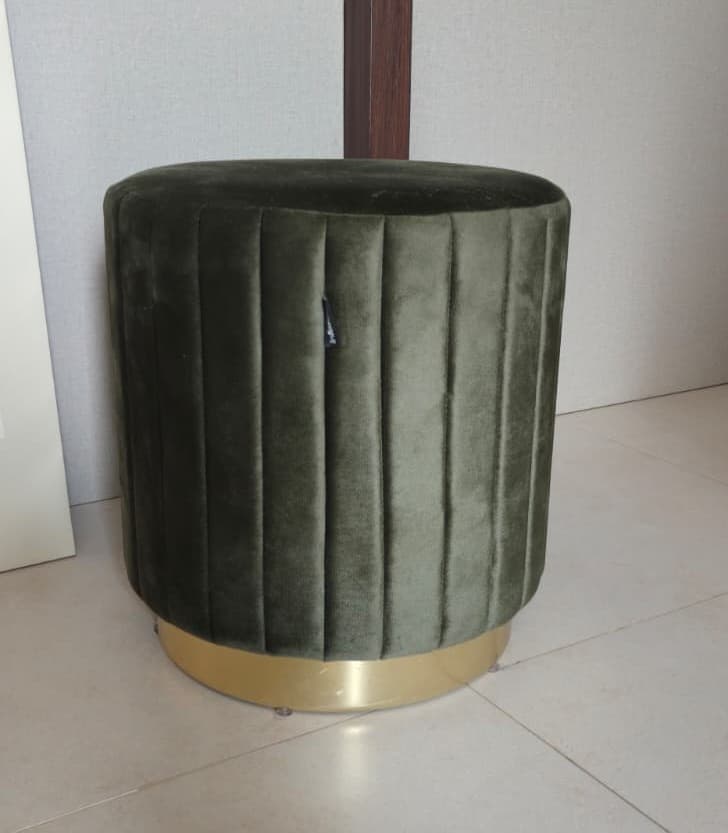 Green/Gold Velvet Stool (1/2)