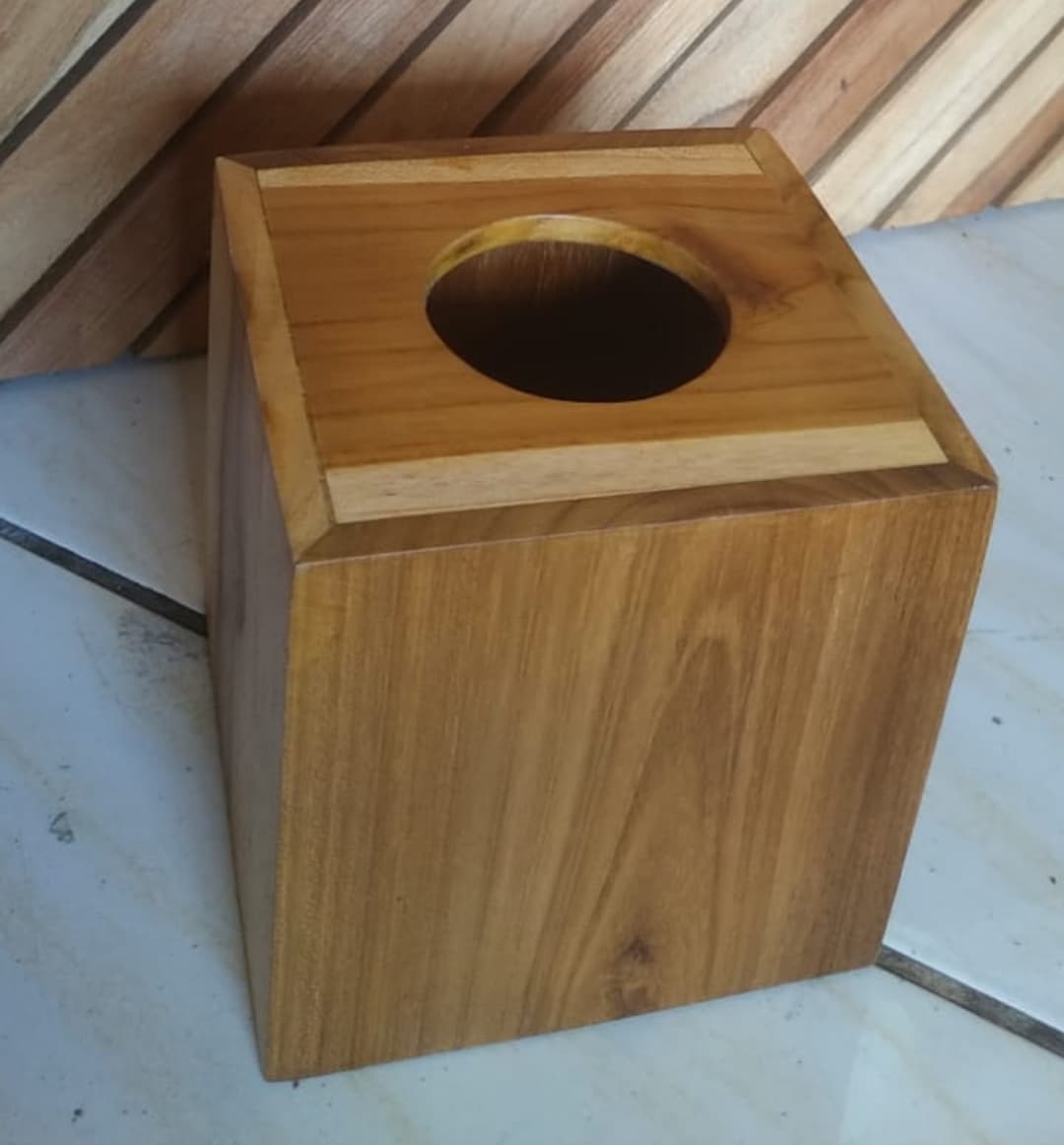 Kotak Tisu Persegi Natural- Kayu Jati — photo 1