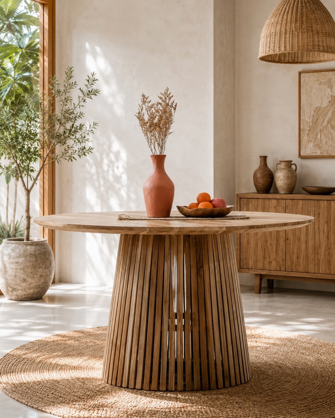 Bois Table – Table à Manger Ronde en Bois de Teck Premium — photo 1