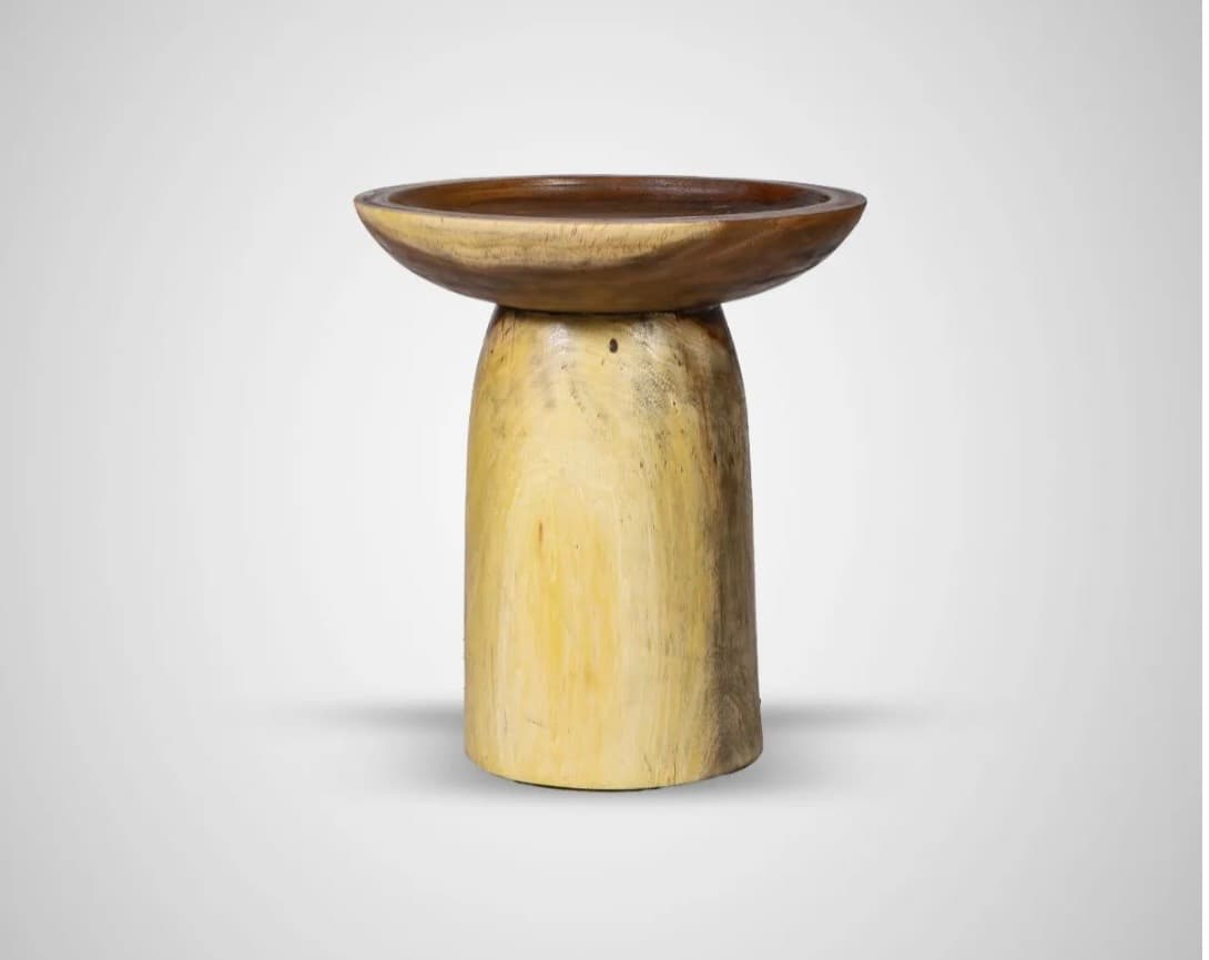 Suar Pedestal Table – Solid Suar Wood | Handcrafted Natural Finish (1/3)