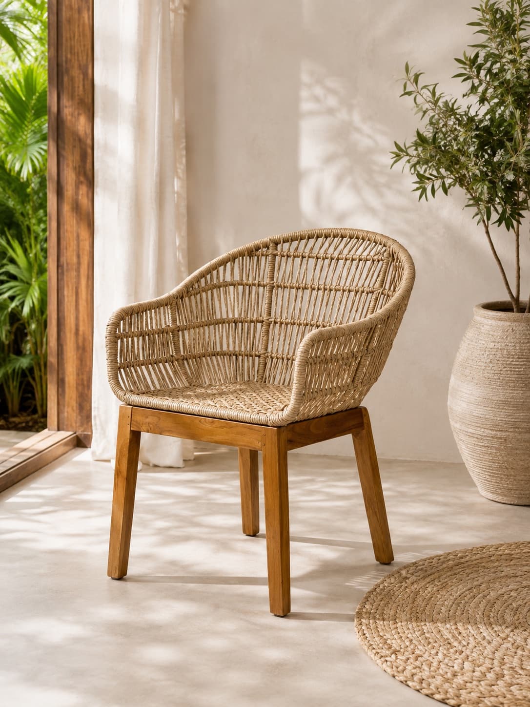 Chaise Teck & Rotin — photo 1