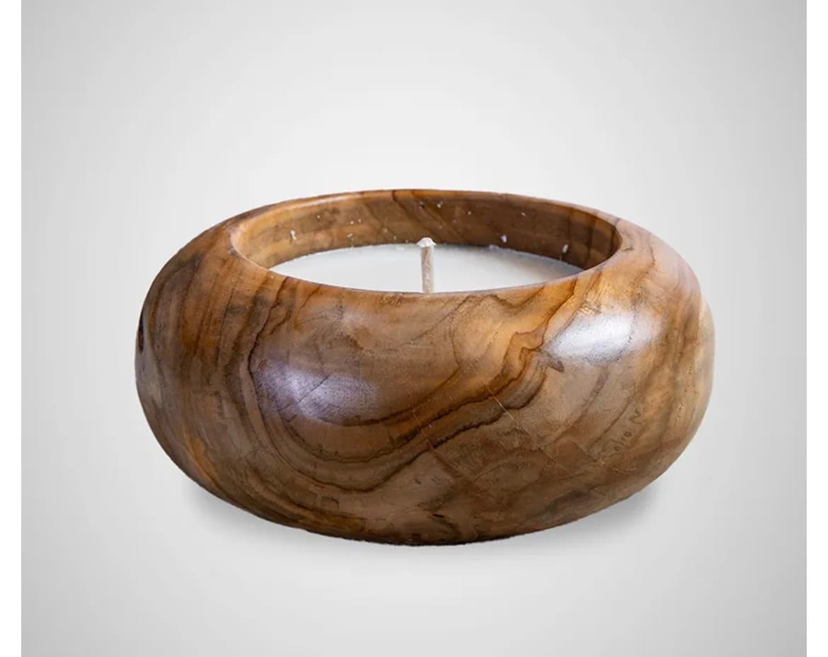 TEAK ORB CANDLE – Handmade Teak Wood Candle Bowl (1/2)