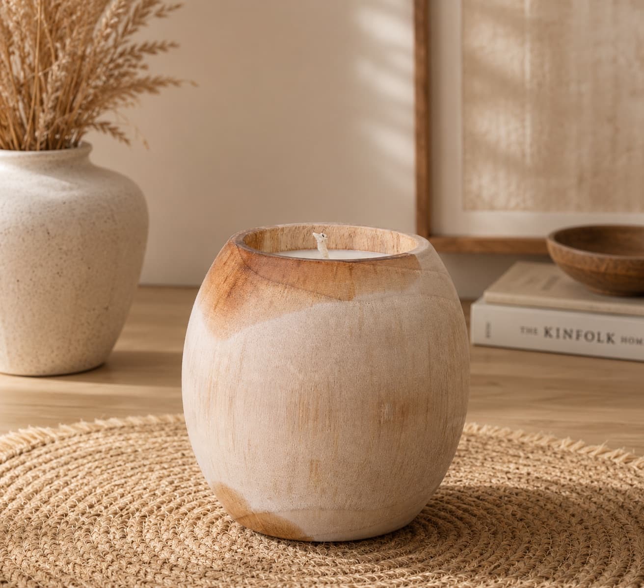 TEAK BARREL CANDLE – Handmade Teak Wood Candle (1/3)