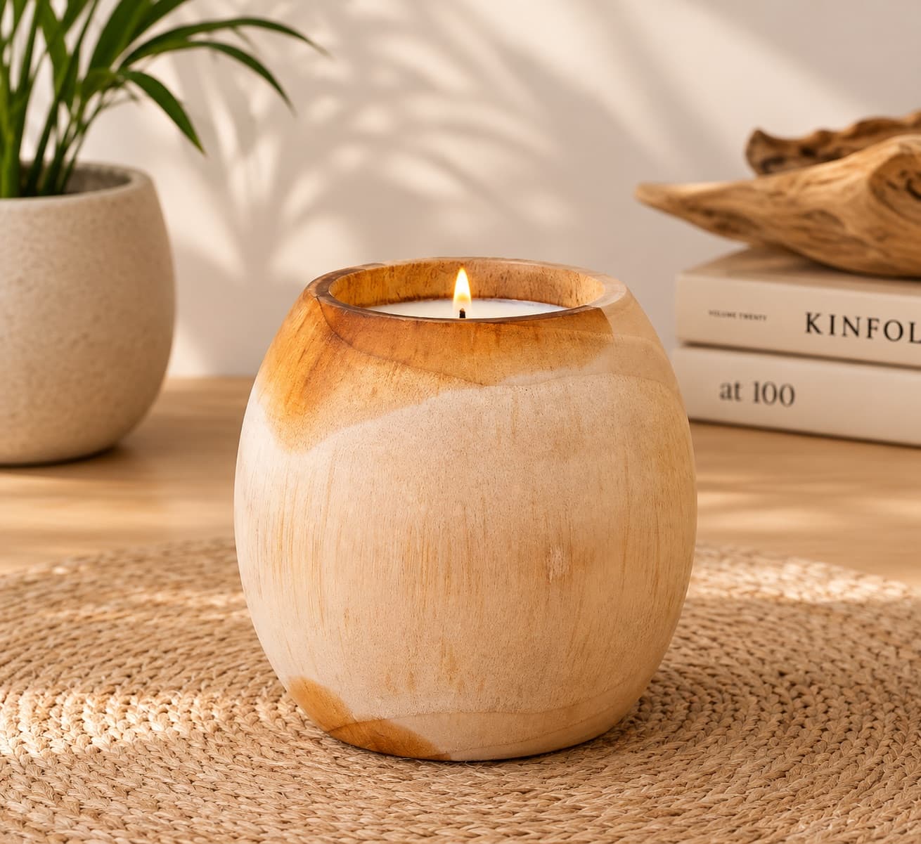 TEAK BARREL CANDLE – Handmade Teak Wood Candle — photo 1