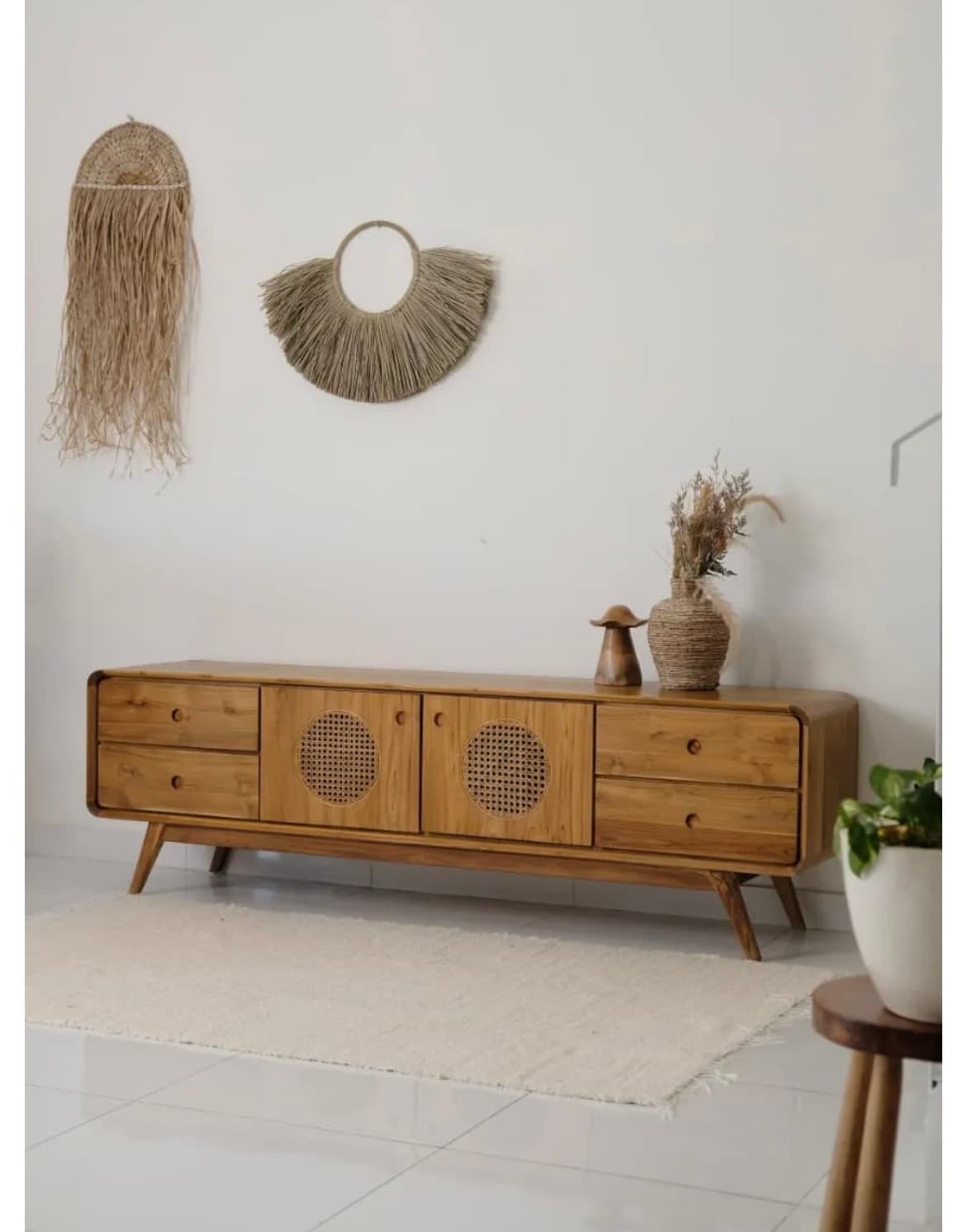Noosa TV Cabinet – Kabinet TV Kayu Jati & Rotan (1/2)