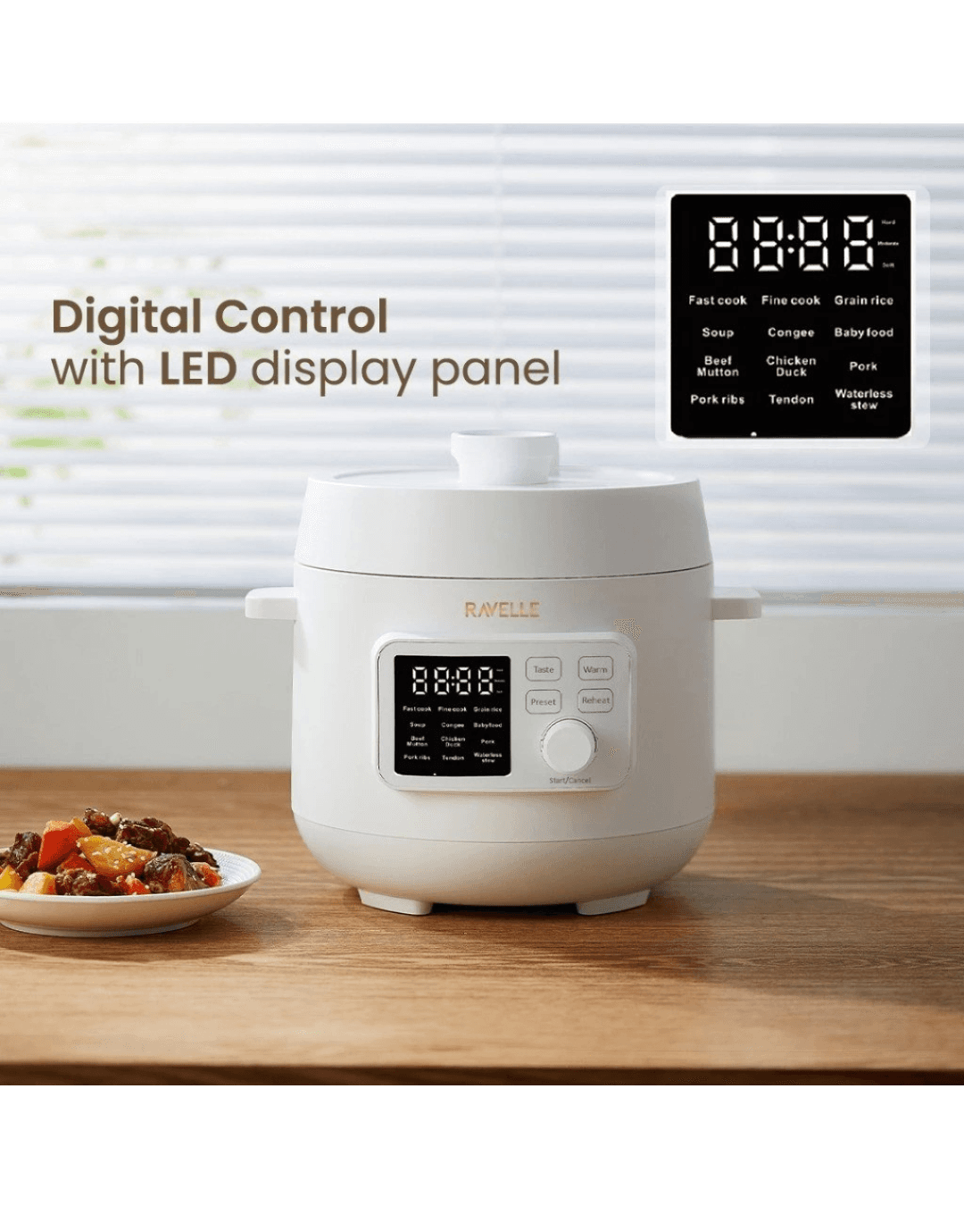 RAVELLE Digital Pressure Cooker 3L – Panci Listrik Multifungsi (1/3)