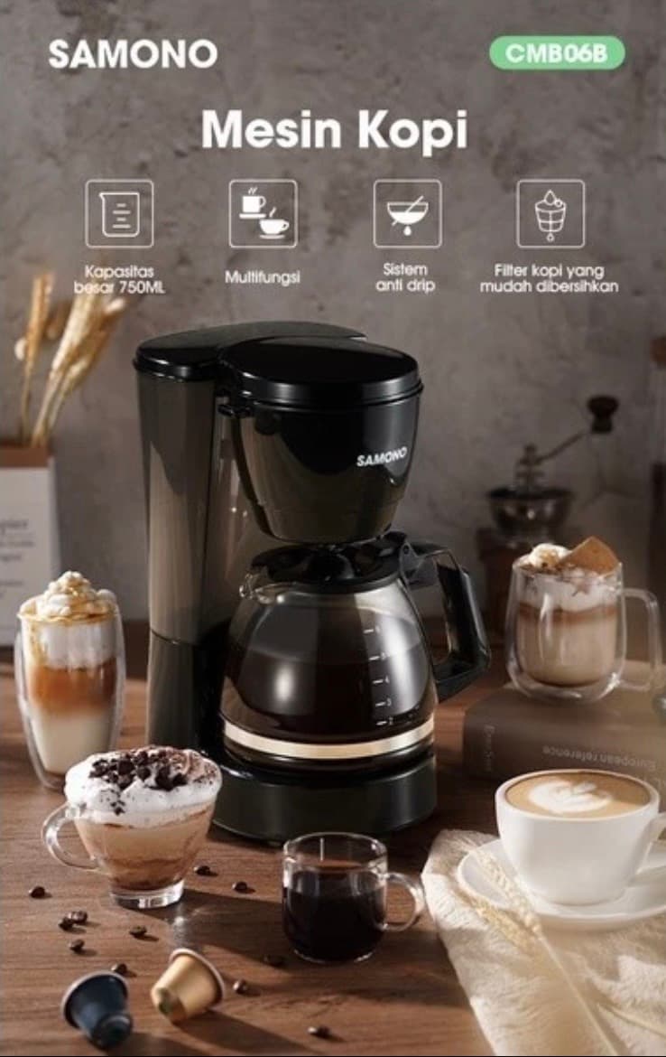 SAMONO 750ML COFFEE MAKER 2-IN-1 SW-CMB068 (1/3)