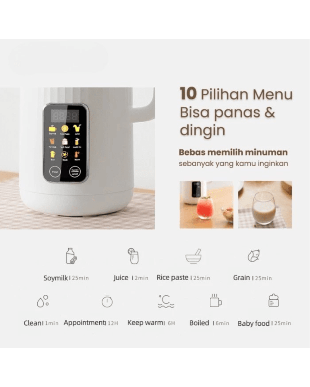 RAVELLE Digital Soymilk Maker 850ml – Mesin Pembuat Susu Kacang Multifungsi (1/3)