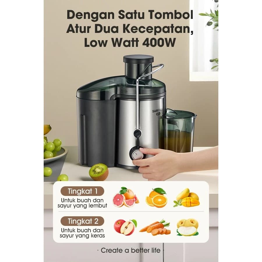 SAMONO Juicer Machine SW-JE400 400 Watt – Juicer Buah & Sayur (1/3)