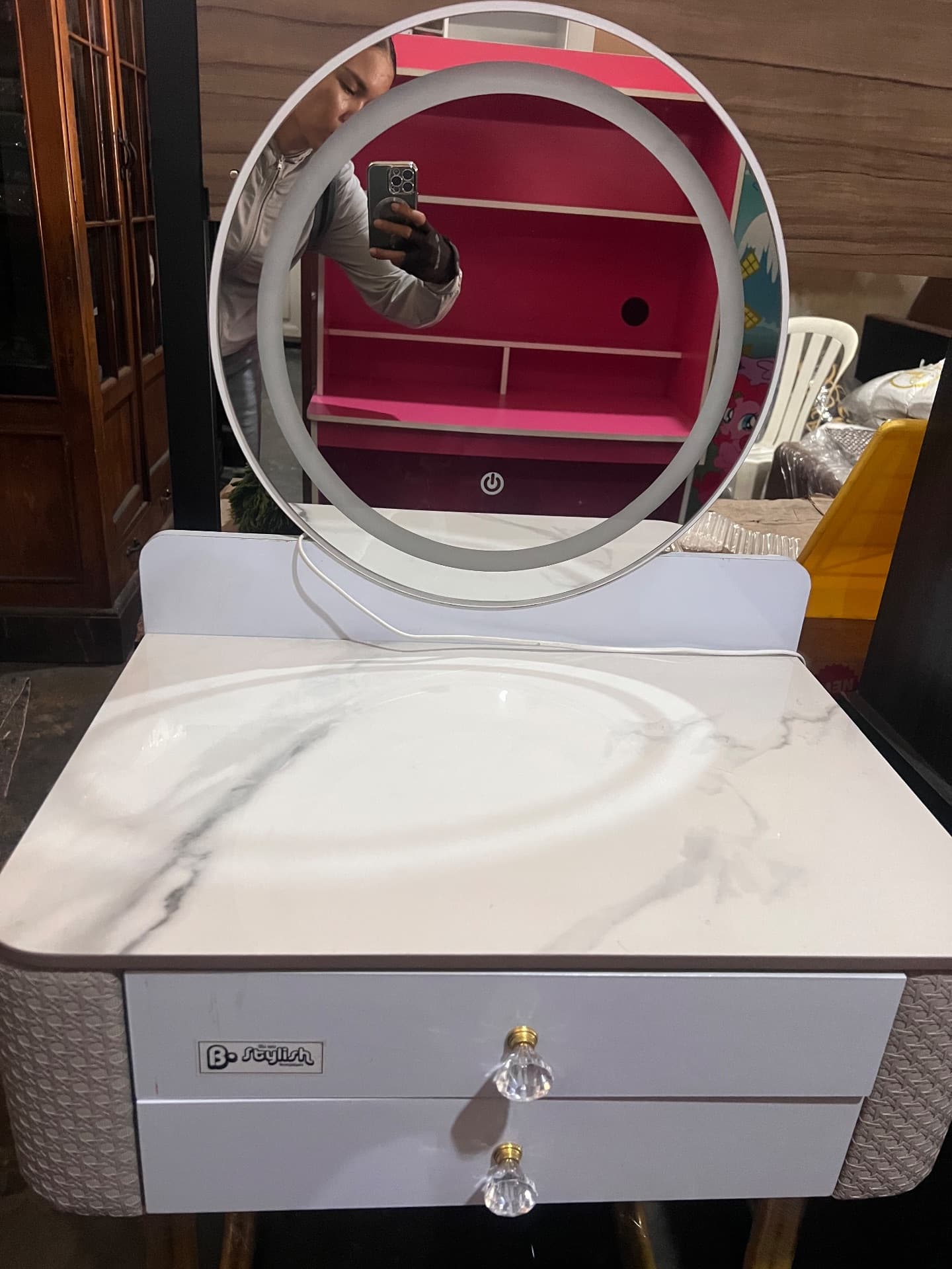 Coiffeuse minimaliste LED moderne + Tabouret (1/2)