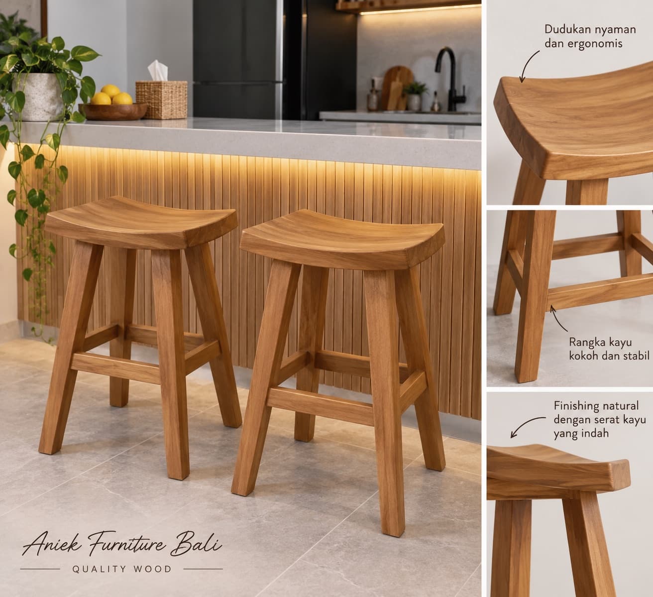 Kursi Bar Kayu – Desain Natural (1/2)