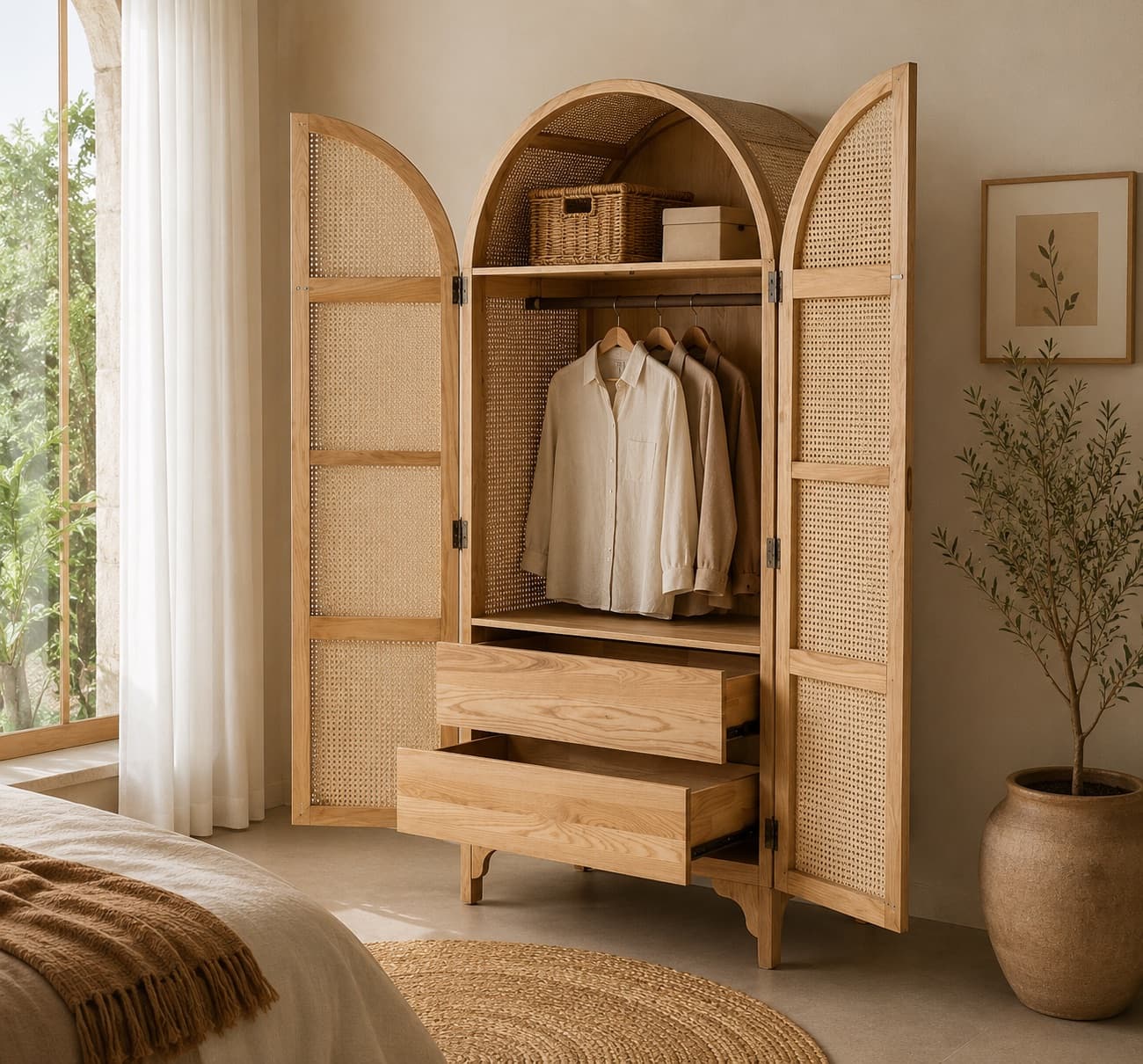 Lemari Rotan Arch 2 Pintu – Natural & Elegan (1/2)