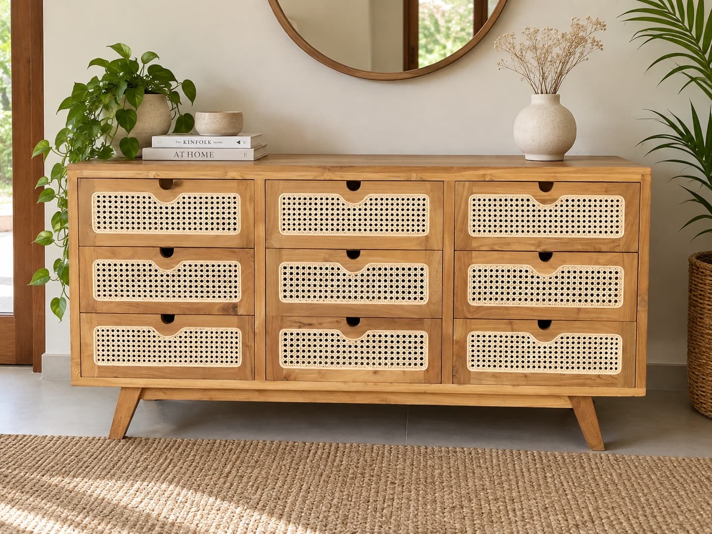 Wooden Cabinet with Rattan Drawers (1/2)