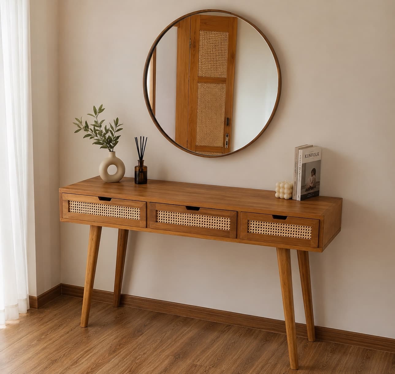 Console Desk 3 Laci – Natural & Minimalis (1/2)
