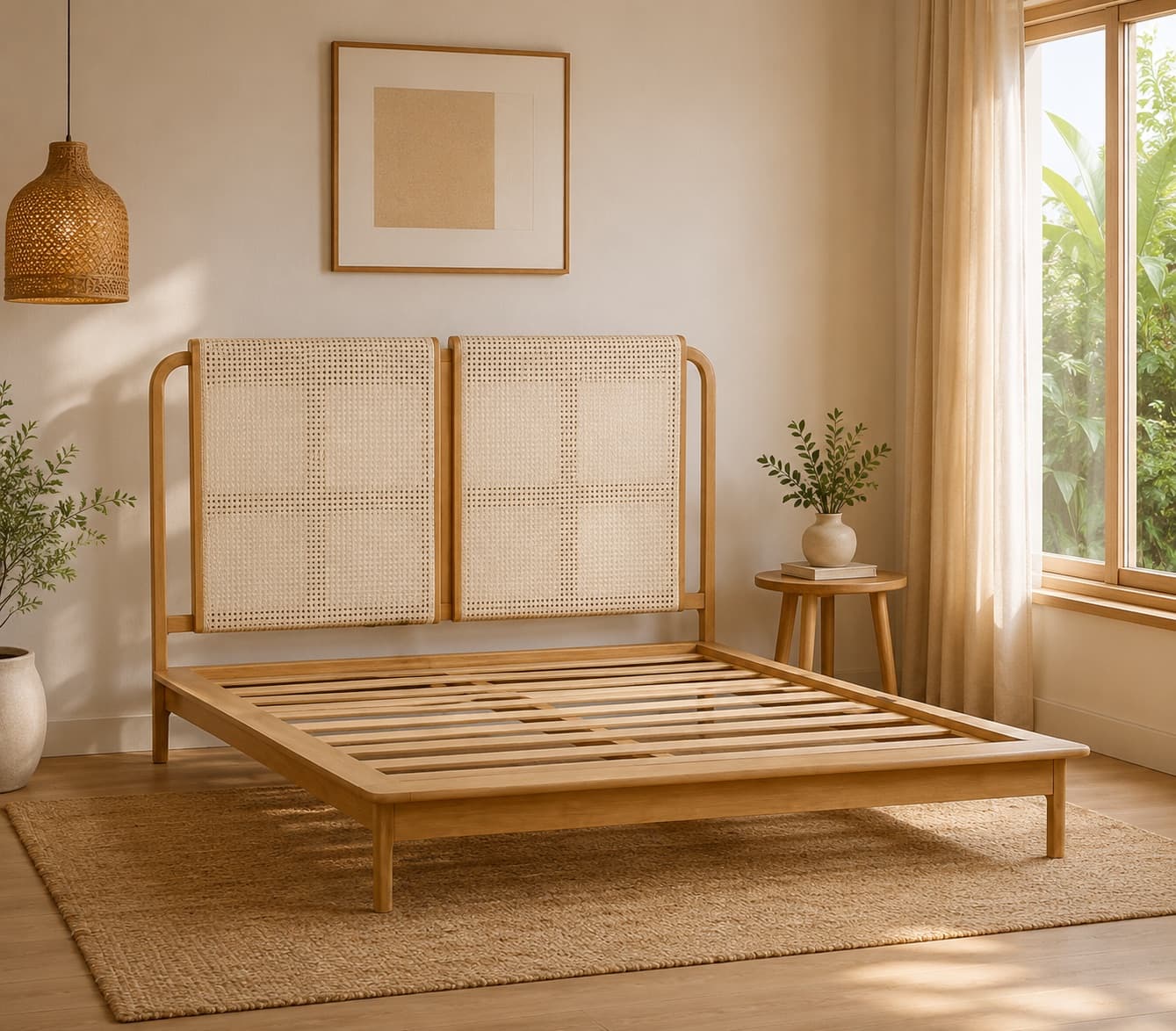 HBD – 08 | Teak Wood & Rattan Bed Frame — photo 1