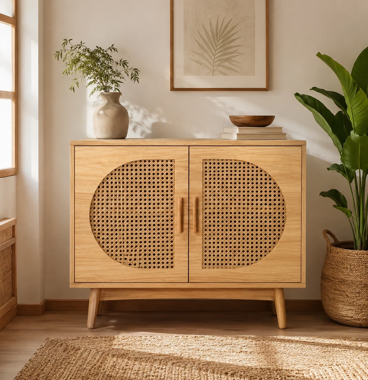 HSB – 08 | Teak Wood & Rattan Cabinet — photo 1