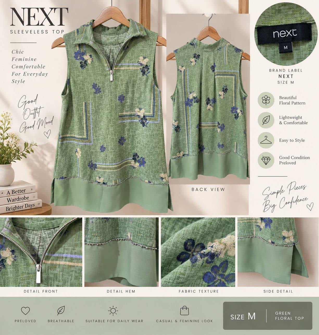 NEXT Floral Sleeveless Top – Size M (1/3)