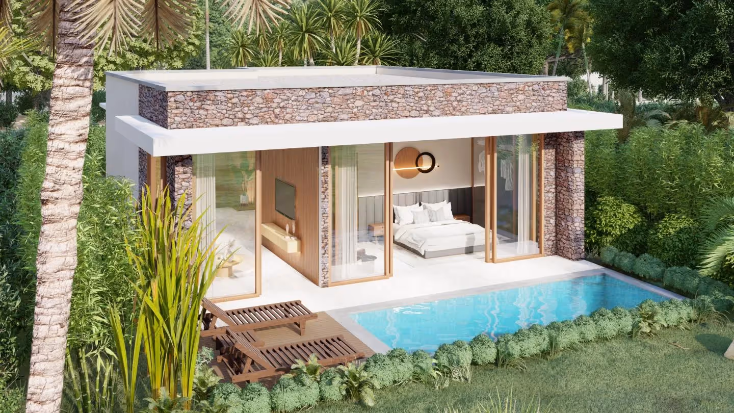 Villa Sayuri - Villa moderne en bail emphytéotique de 2 chambres en front de mer avec jardin tropical à Lombok — photo 1