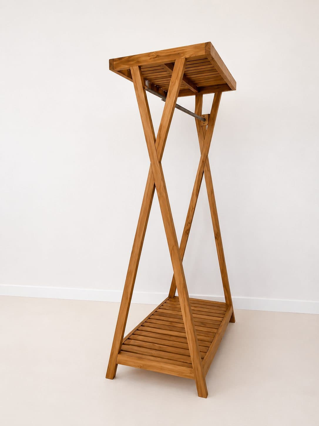 FREESTANDING TEAK CLOTHES RACK (1/2)