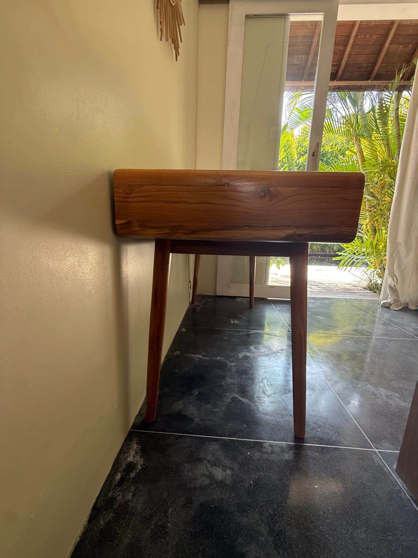 SOLID TEAK DESK WITH RECESSED STORAGE (1/3)