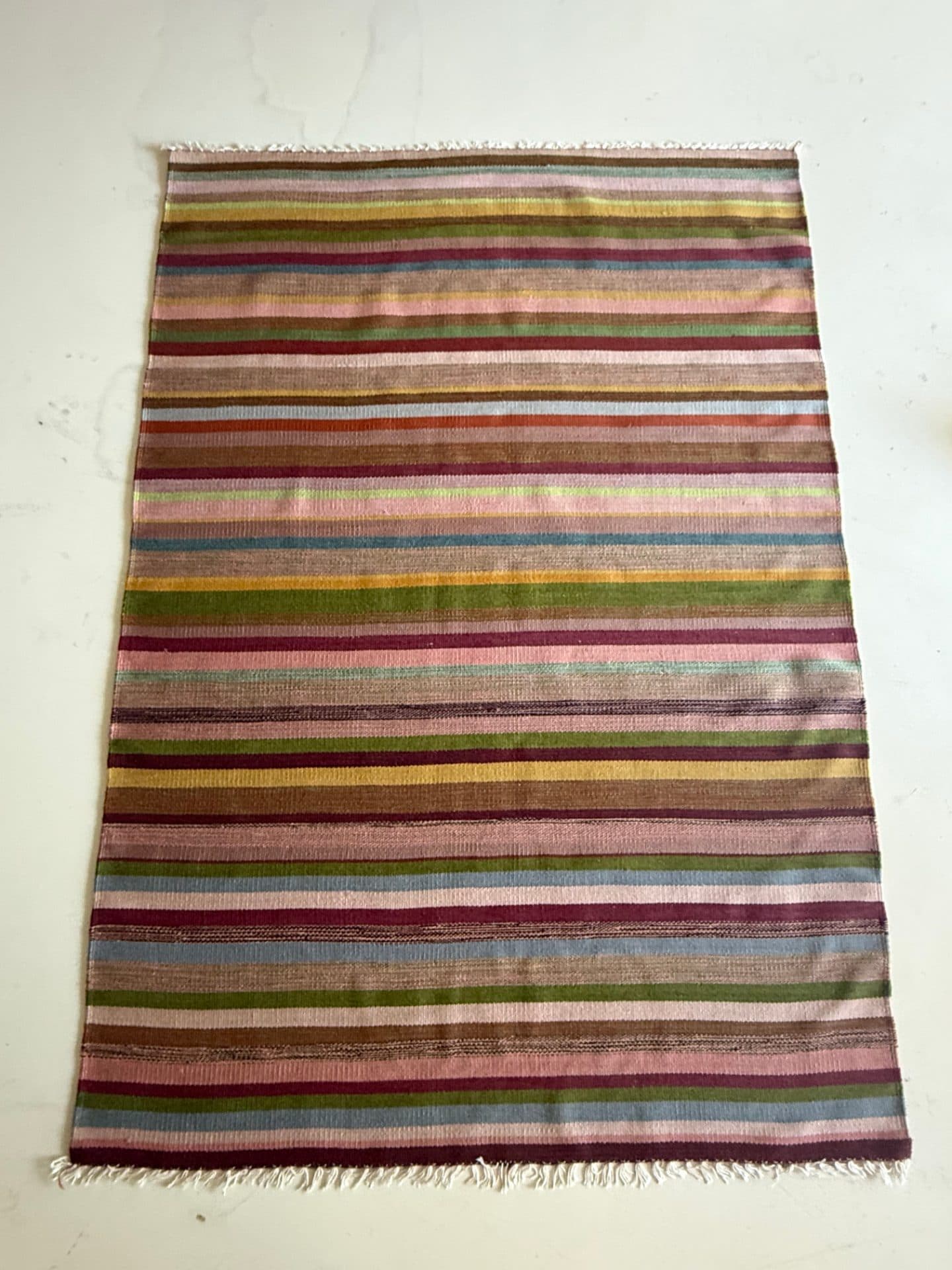 FARAHS CARPETS STRIPED HANDWOVEN WOOL KILIM RUG (1/2)