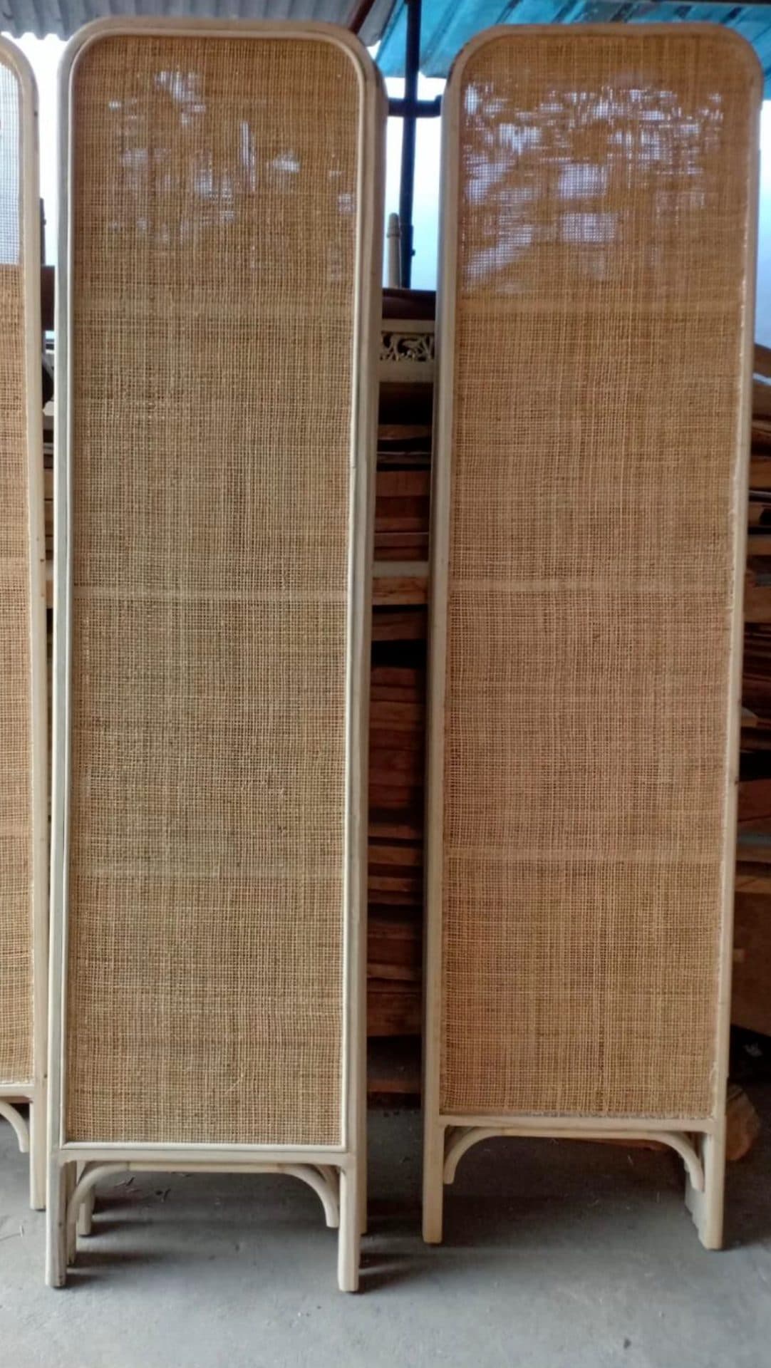 Solid teak and rattan room dividers/screens (1/2)