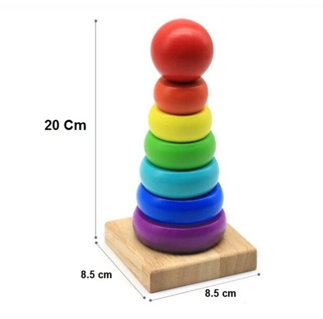 Rainbow Tower Toys Wooden Stacking Blocks for Children (1/4)