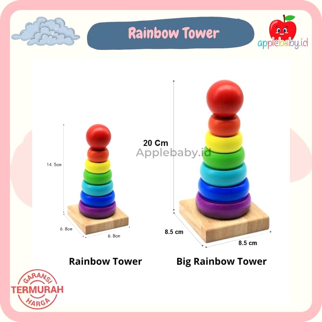 Rainbow Tower Toys Wooden Stacking Blocks for Children (1/4)