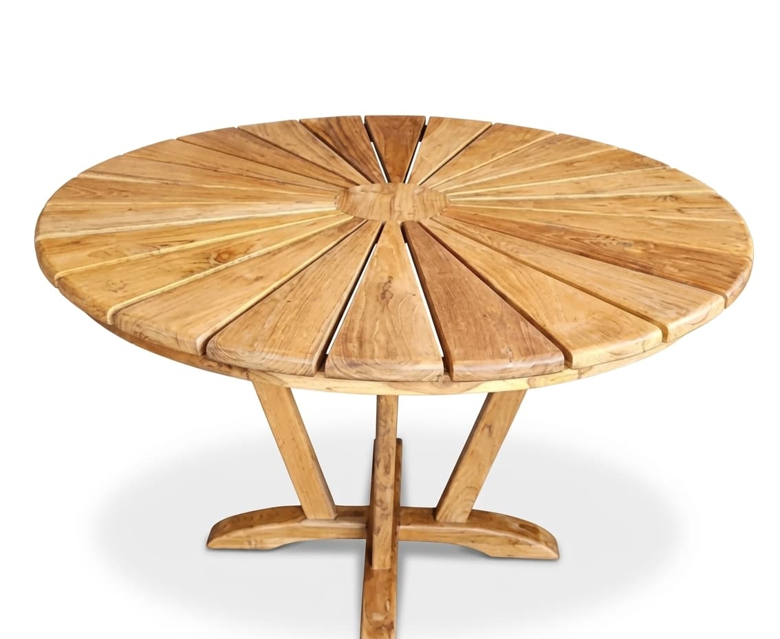 373 G - Teak Sunburst Round Dining Table