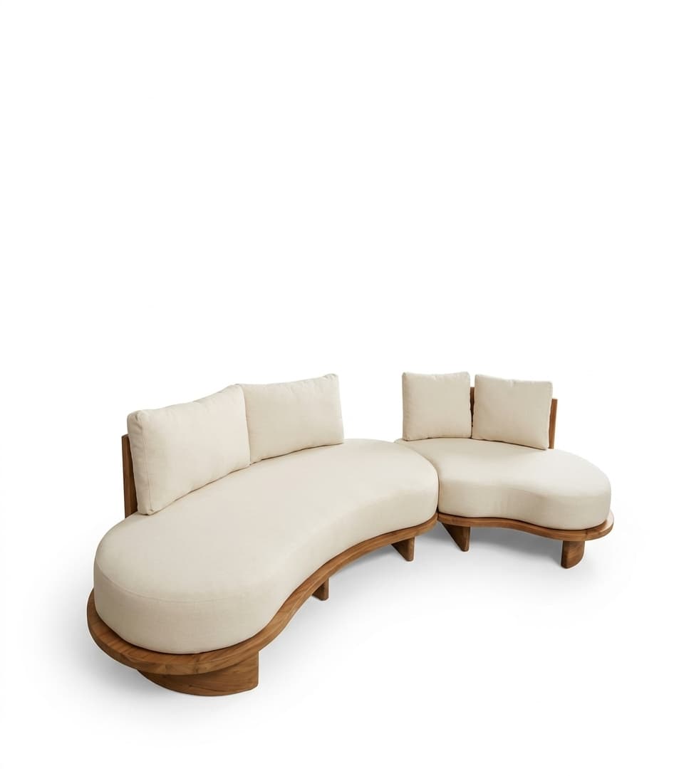 380 A1 - Set Of 2 Teak Wood Molona Sofa
