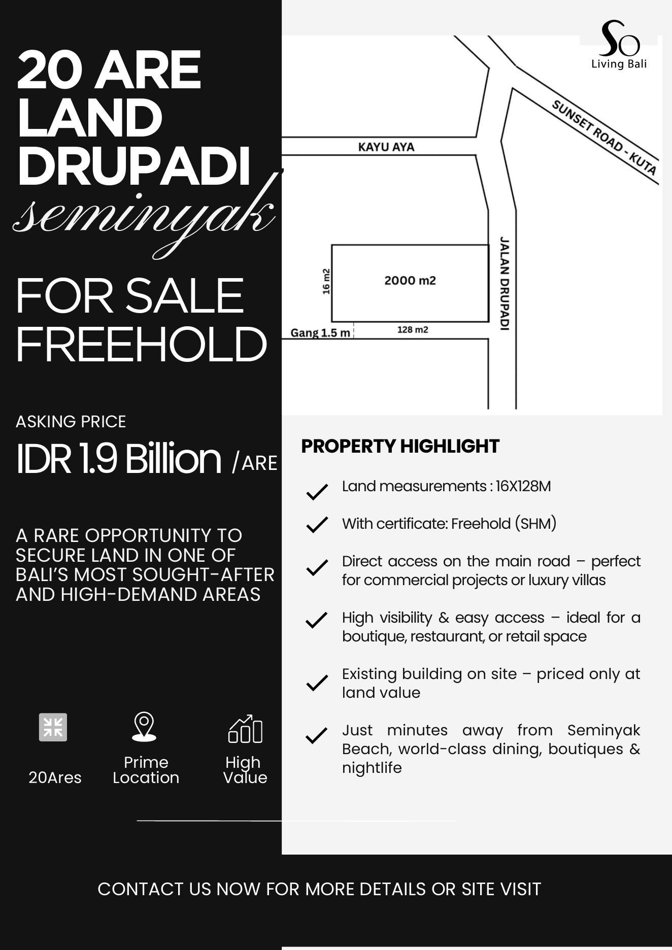 LAND DRUPADI Seminyak FOR SALE FREEHOLD