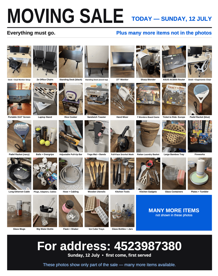MOVING sale GARAGE sale today 12th of July sunday in Dalung / Canggu (1/3)
