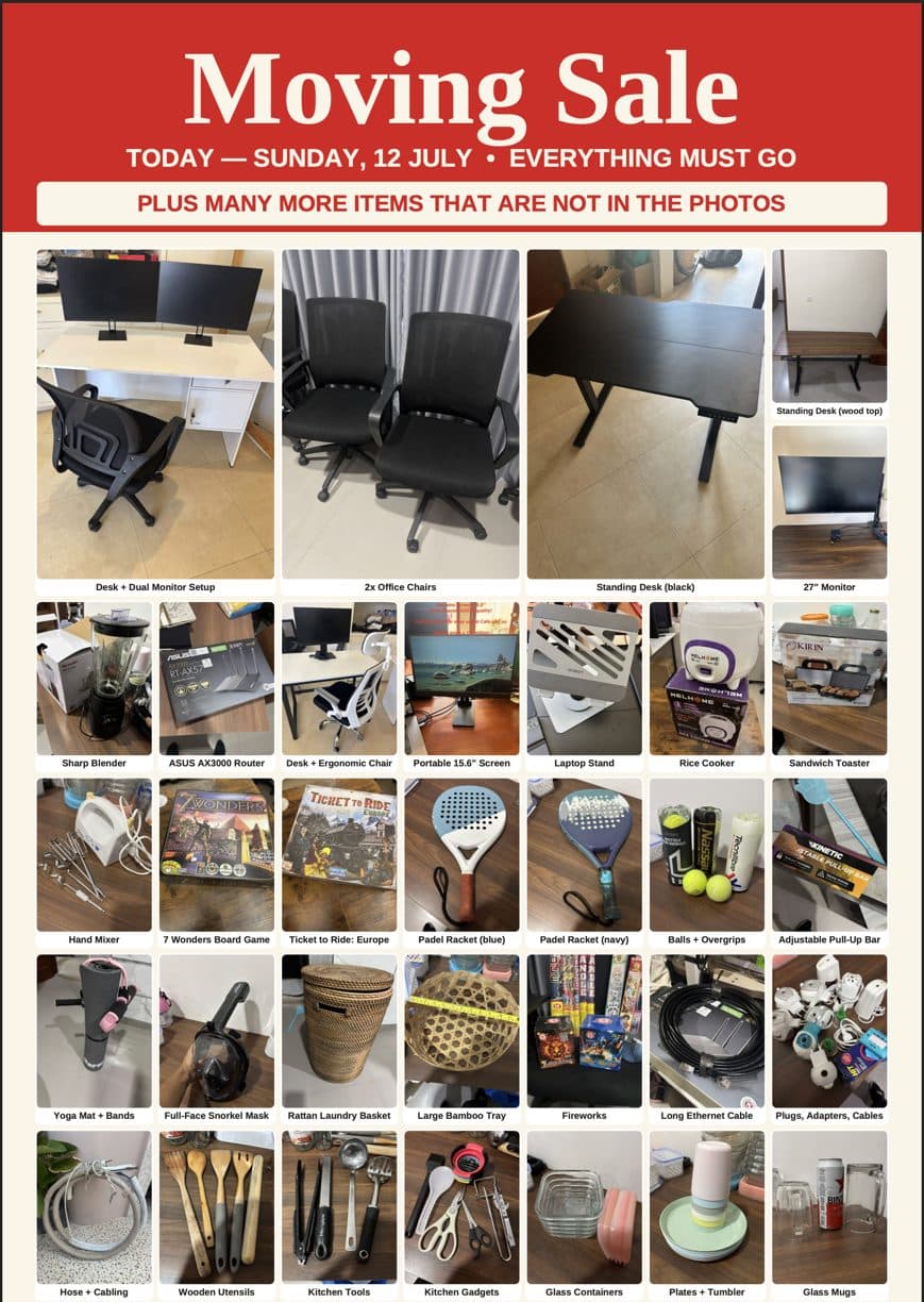 MOVING sale GARAGE sale today 12th of July sunday in Dalung / Canggu (1/3)