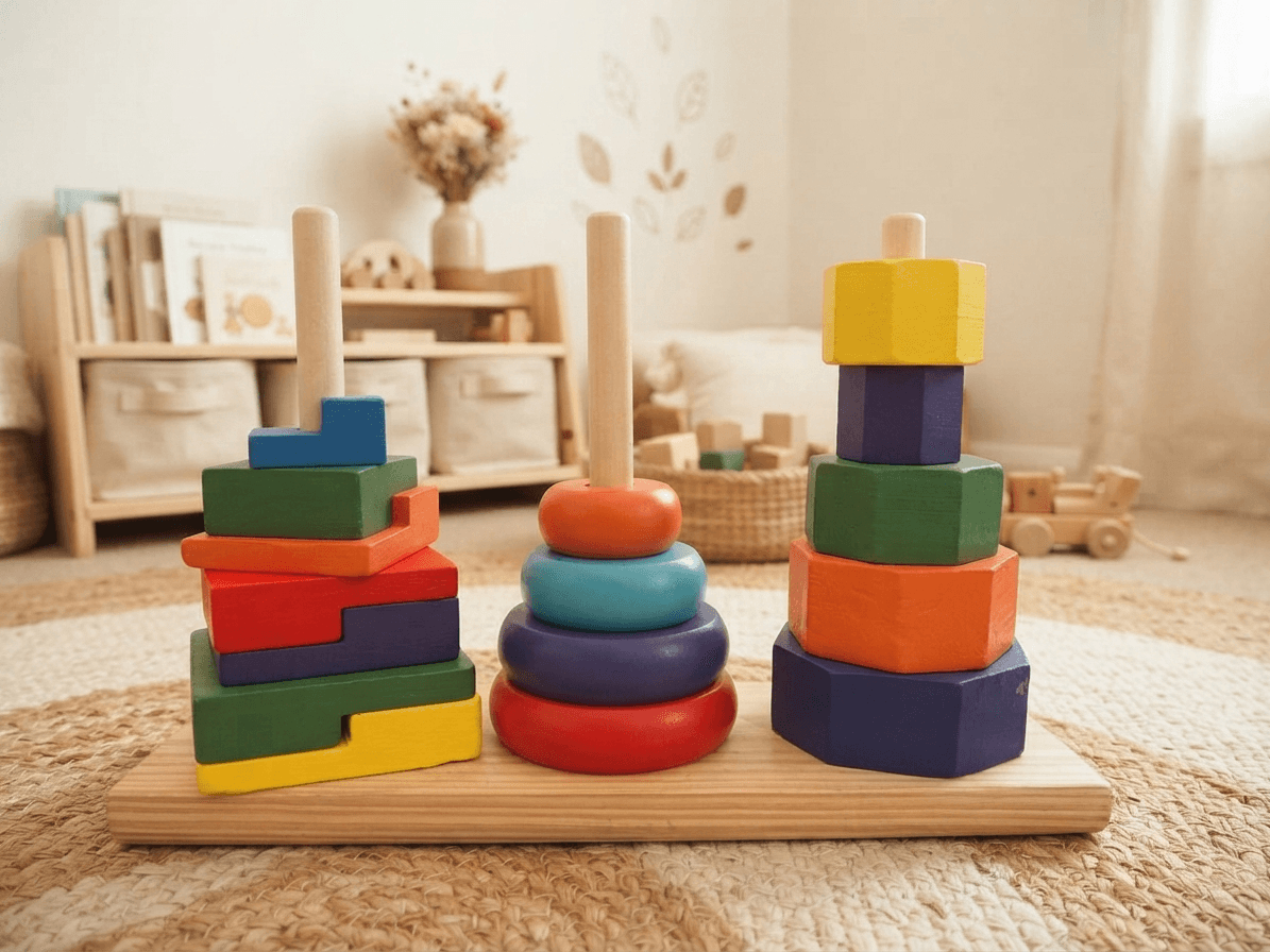 Wooden Montessori Stacking Toy Set 3-in-1 - Premium Quality — photo 1